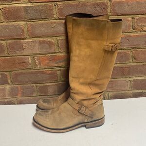 Liberty Black Tan Stone Washed Leather Riding Boot Sz 9.5